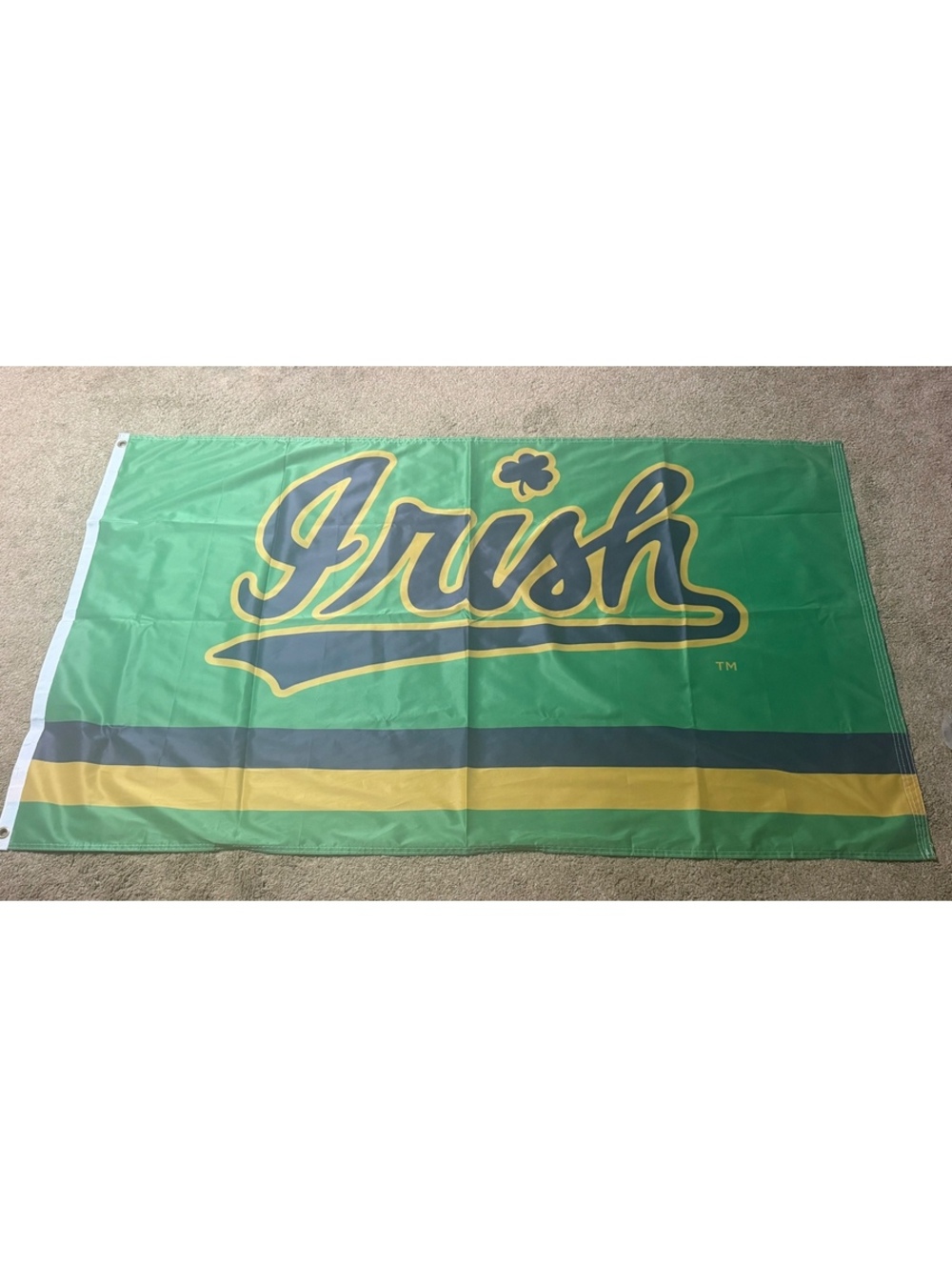 WinCraft Irish Green Polyester Flag with Shamrock and Gold Stripe - Made in USA